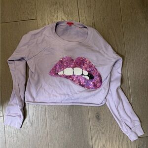 me.n.u. Purple Glitter Lips Sweatshirt